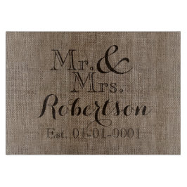 Personlig Burlap-look Rustic Bröllop Keepsak