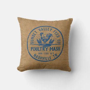 Personlig Burlap Stylt Grain Sack Kudde