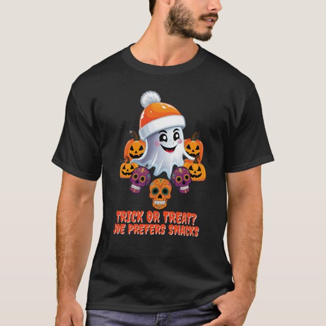 Personlig Bus eller godis Boo Funny Halloween T Shirt (Framsida)