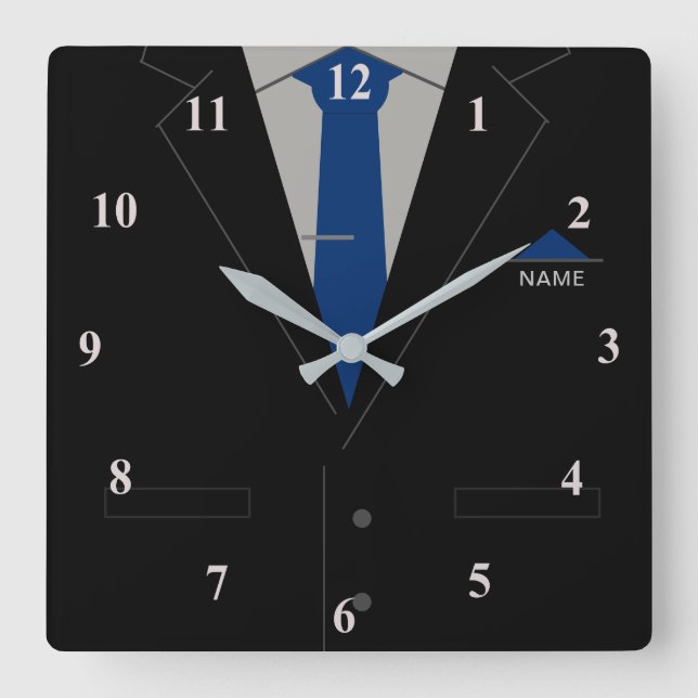 Personlig Business Clock med Anpassningsbar Text N Fyrkantig Klocka (Framsida)