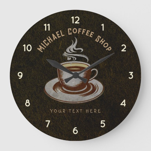 Personlig Business Coffee Shop - Coffee Pub Stor Klocka (Framsida)