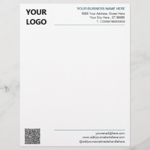 Personlig Business Logotyp Letterhead med QR-kod Brevhuvud