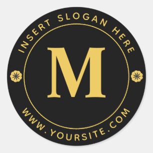 Personlig Business Monogram Guld Black Runt Klistermärke