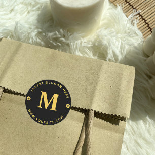 Personlig Business Monogram Guld Black Runt Klistermärke