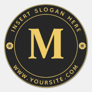 Personlig Business Monogram Guld Black Runt Klistermärke