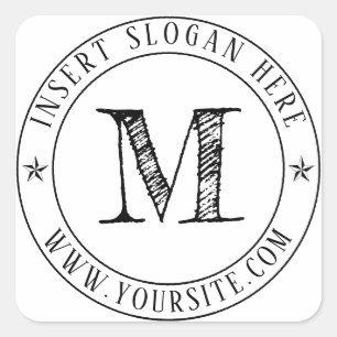 Personlig Business Monogram Round Fyrkantigt Klistermärke