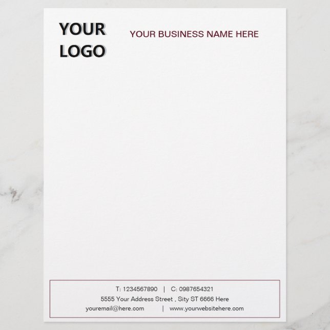 Personlig Business Namn Logotyp Info Letterhead Brevhuvud (Framsida)