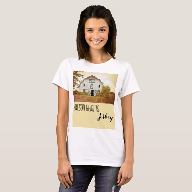 Personlig Business T-Shirt Sunset Barn Land (Hel framsida)