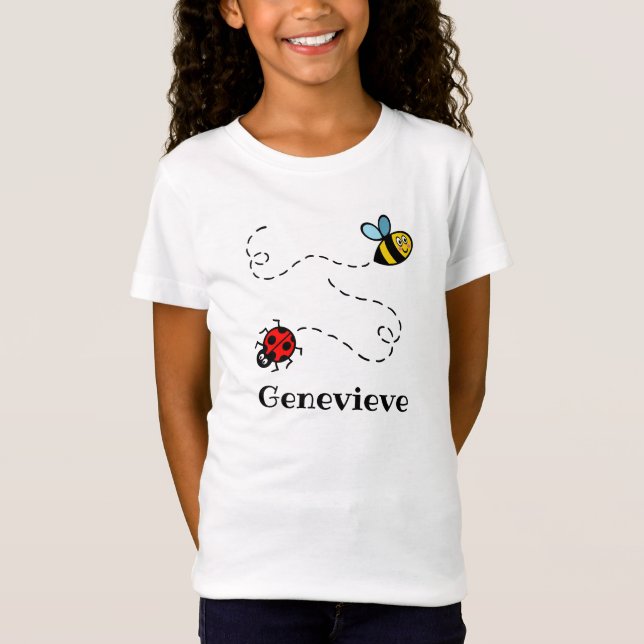 Personlig Busy Bumblebee & Ladybird Mönster T Shirt (Framsida)