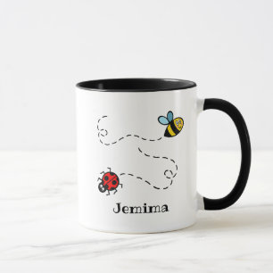 Personlig Busy Bumblebee och Ladybird Mugg