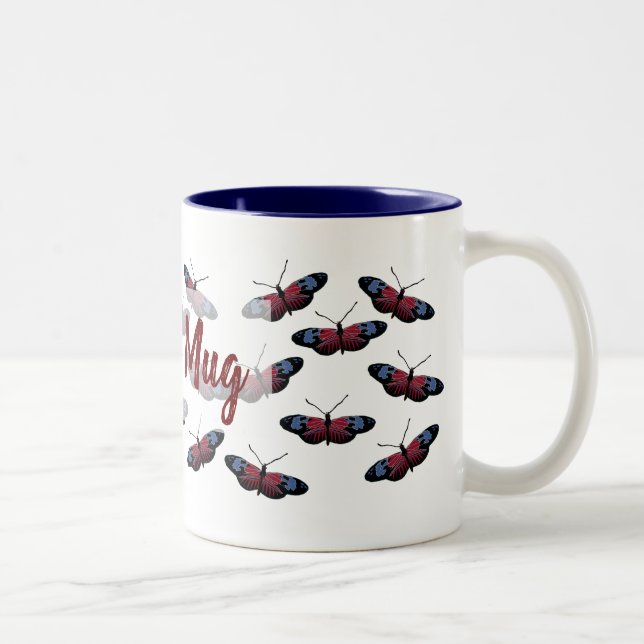 Personlig Butterflies Flight Two-Tone Mugg (Höger)