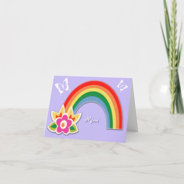 Personlig Butterflies och Rainbow Note Card Kort (Framsida)