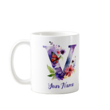 Personlig Butterfly and Flowers Brev ’V’