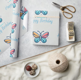Personlig Butterfly Birthday Wrapping Papper Presentpapper