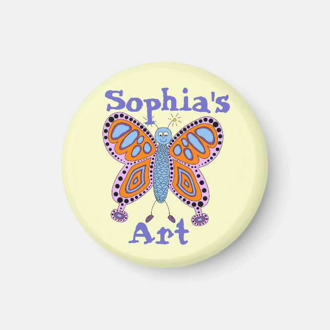 Personlig Butterfly Child's Artwork Magnet (Framsidan)