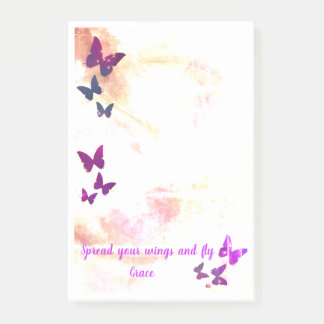 Personlig butterfly feminine posterar det post-it block