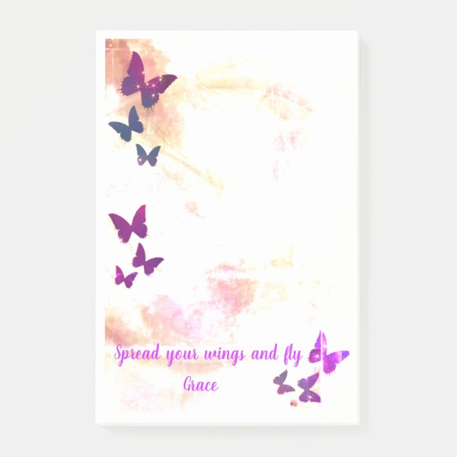 Personlig butterfly feminine posterar det post-it block (Framsida)