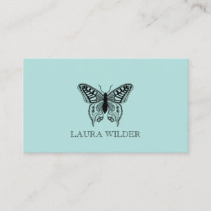 Personlig Butterfly Illustration på blå Grönt Visitkort