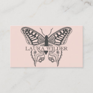 Personlig Butterfly Illustration Rosa Visitkort
