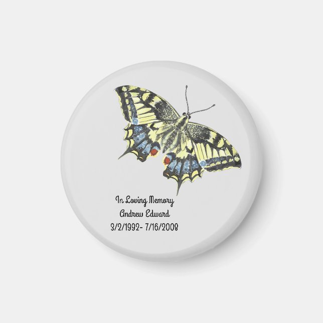 Personlig Butterfly Memorial Magnet (Framsidan)