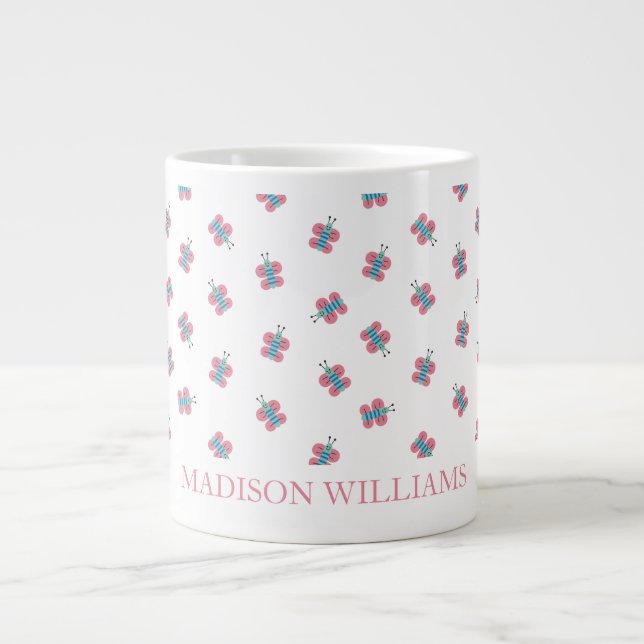 Personlig Butterfly Mugg | Cute Anpassningsbar Jumbo Mugg (Framsidan)