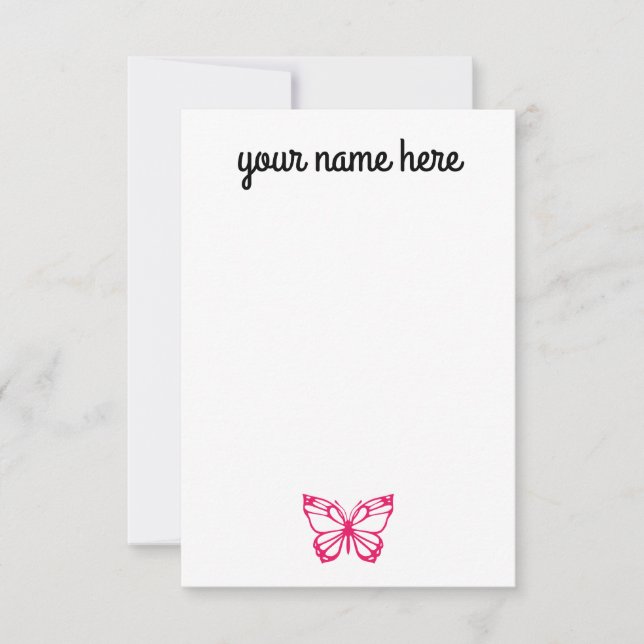 Personlig Butterfly Notecards for Girls Tack Kort (Framsida)