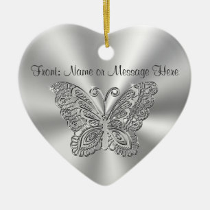 Personlig Butterfly Ornament, 2 sida vid sida med  Julgransprydnad Keramik