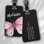 Personlig Butterfly Rosa Black Bagagebricka<br><div class="desc">Lyft upp ditt bagage med den här personligen som är perfekt för resenärer</div>