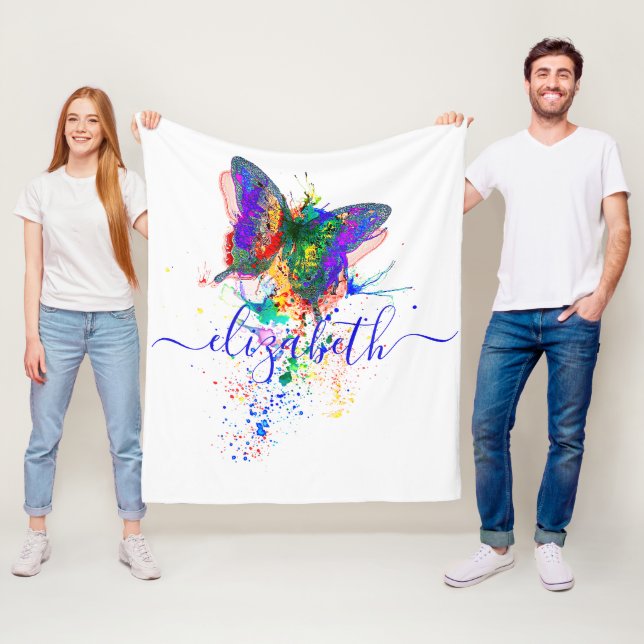 Personlig-butterfly-stänk Fleecefilt (På plats)