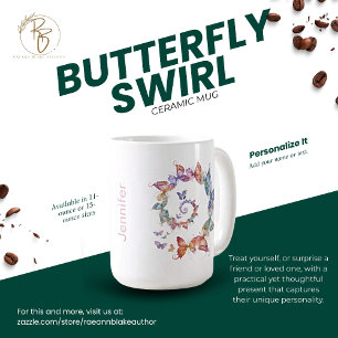 Personlig Butterfly Swirl Ceramic Mugg