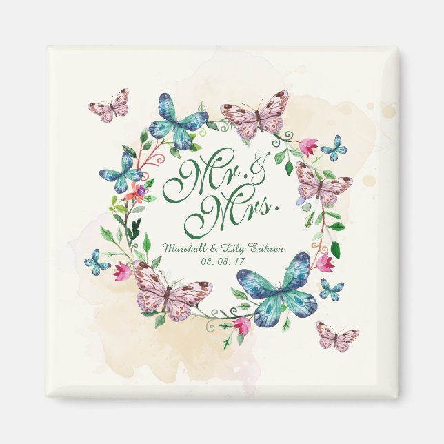 Personlig Butterfly WAN Bröllop | Magnet (Framsidan)