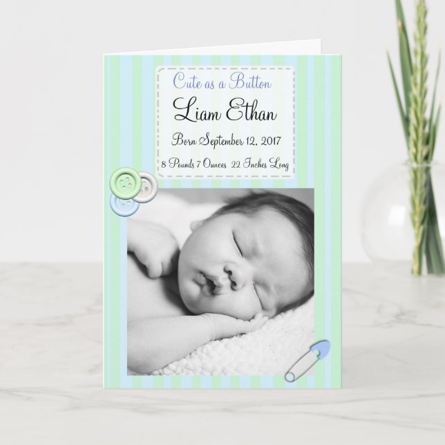 Personlig Button Baby Fotofödelsemeddelande Meddelande (Framsida)