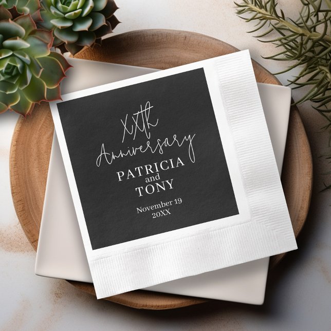 Personlig BW Modern Bröllopsdag Pappersservett (Anniversary Napkins)