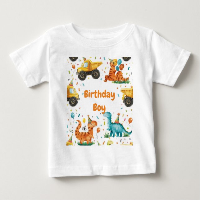 Personlig byggdinosaur födelsedags pojke t shirt (Framsida)