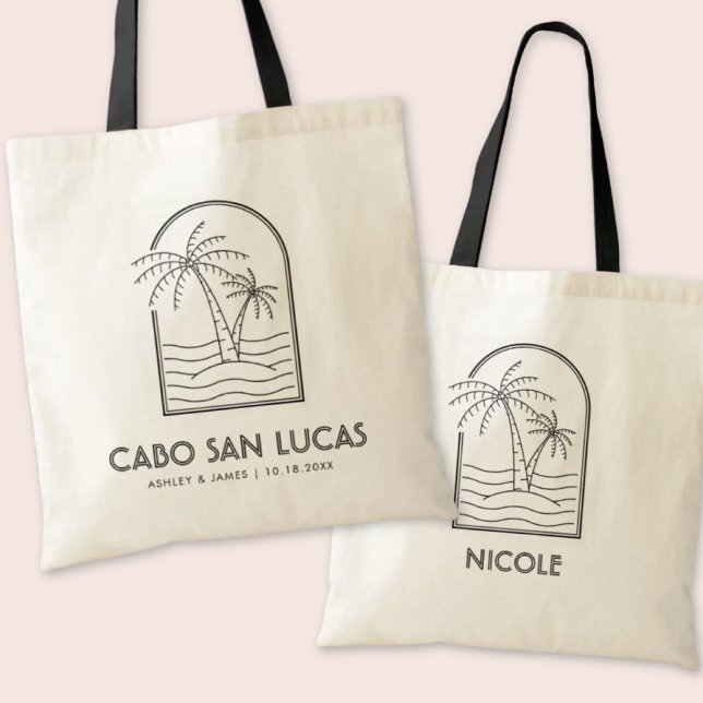 Personlig Cabo Bröllop Välkommen till skylten Tygkasse (Personalized Cabo Wedding Welcome Tote Bag
)