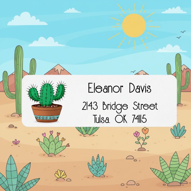 Personlig Cactus Älskare Returetiketter Returadress Etikett (Personalized return address labels for cactus lovers.)