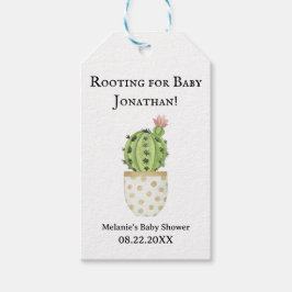 Personlig Cactus Baby Shower "Rooting for Baby" Presentetikett