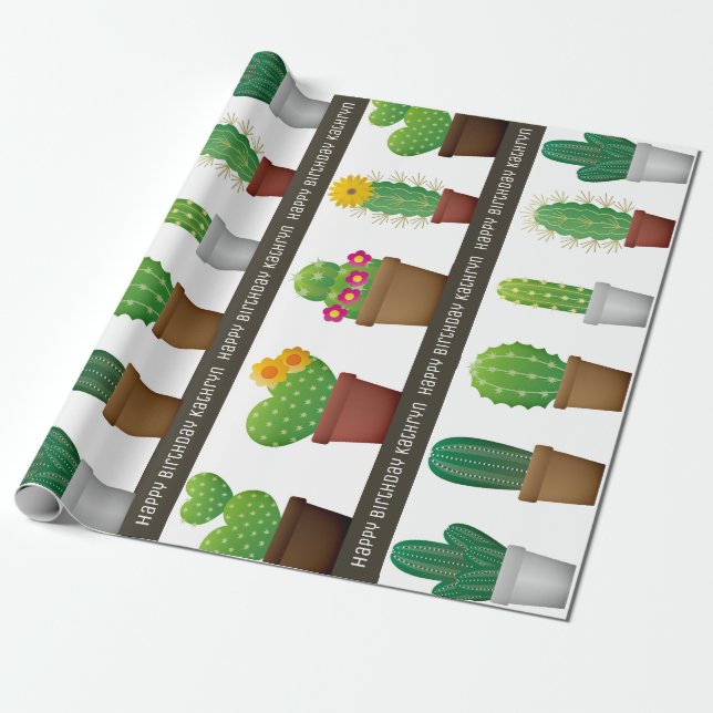 Personlig Cactus Presentpapper (Utrullad)
