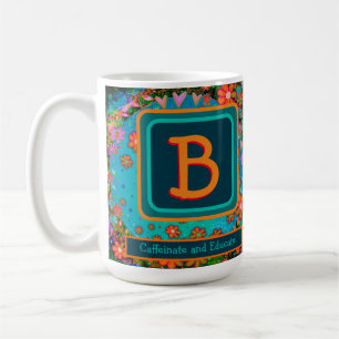 Personlig Caffeinate & Educate Teacher Initial Kaffemugg
