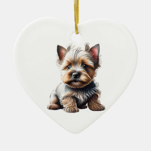 Personlig Cairn Terrier Puppy Julgransprydnad Keramik