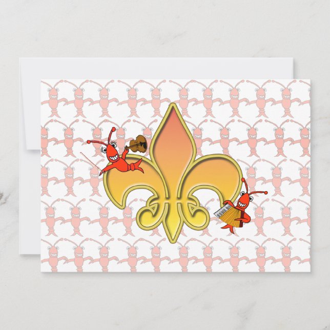 Personlig Cajun Kräftor Fleur de Lis Inbjudan (Framsida)