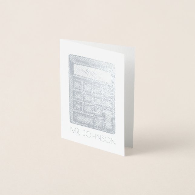Personlig Calculator Math Teacher School Gift Folierat Kort (Framsida)