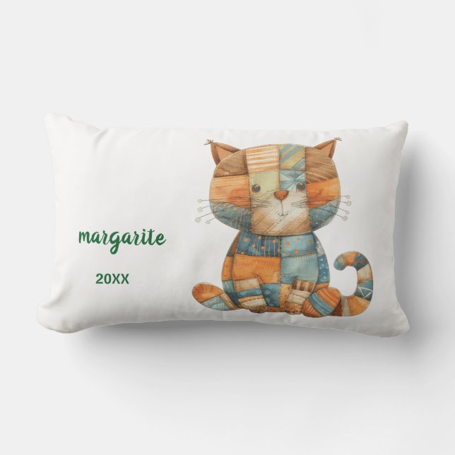 Personlig Calico Cat Artwork Lumbar Pillow Lumbarkudde (Framsida)