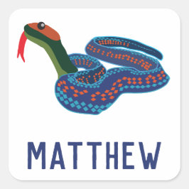Personlig California Red Sided Garter Snake Fyrkantigt Klistermärke