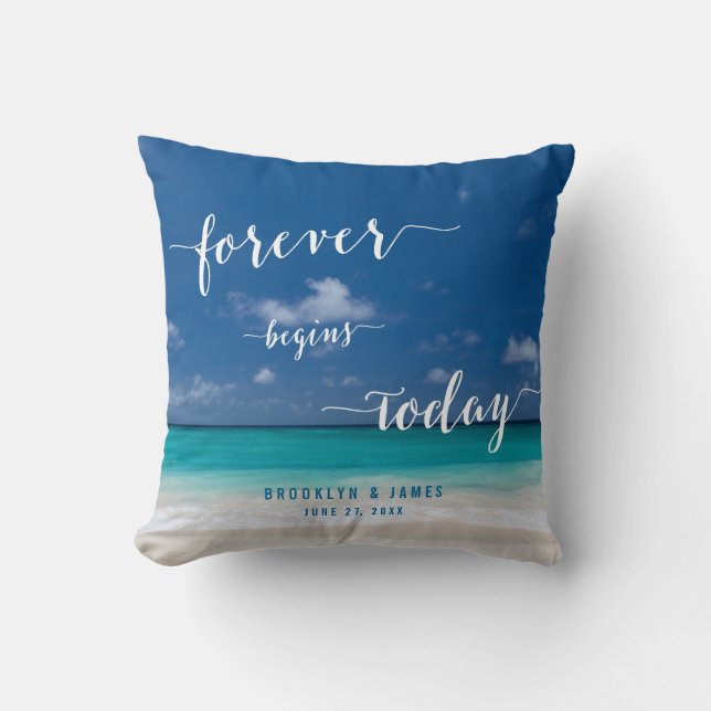 Personlig Calligraphy Beach Wedllows Pillows Kudde (Framsida)