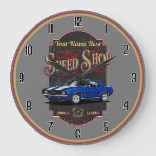 Personlig Camaro Speed Shop Blue Stor Klocka