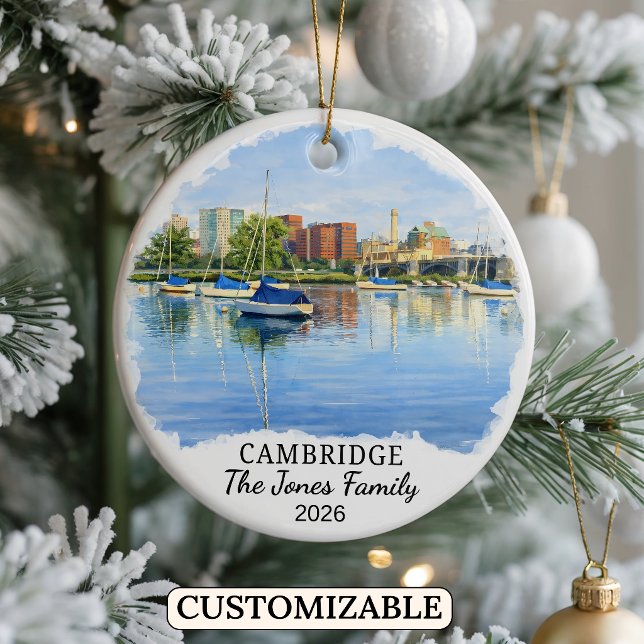 Personlig Cambridge-utsmyckning, Massachusetts Julgransprydnad Keramik (Skapare uppladdad)