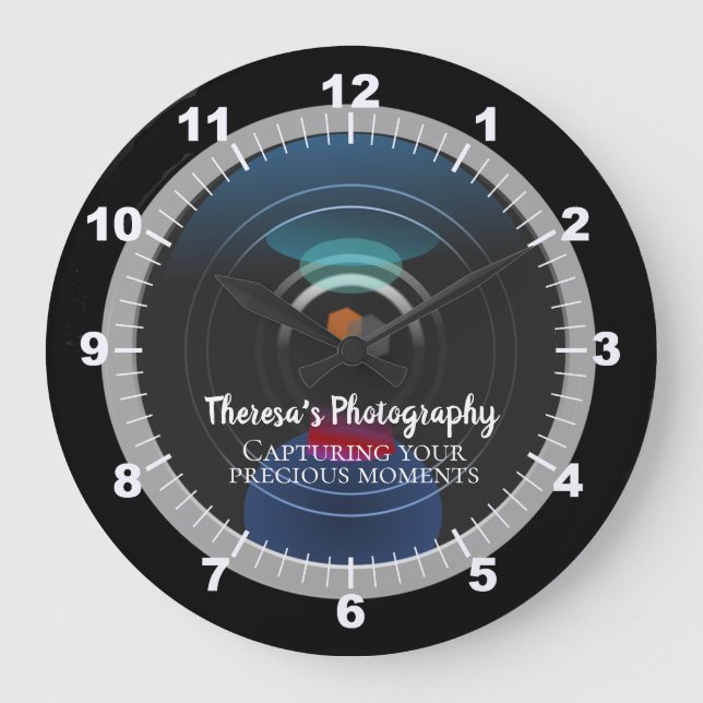 Personlig Camera Lens Fotography Studio Stor Klocka (Framsida)