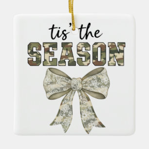 Personlig Camo "Tis the Season" Foto Julgransprydnad Keramik