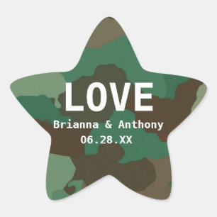 Personlig Camouflage Star Kärlek Bröllop Sticker Stjärnformat Klistermärke